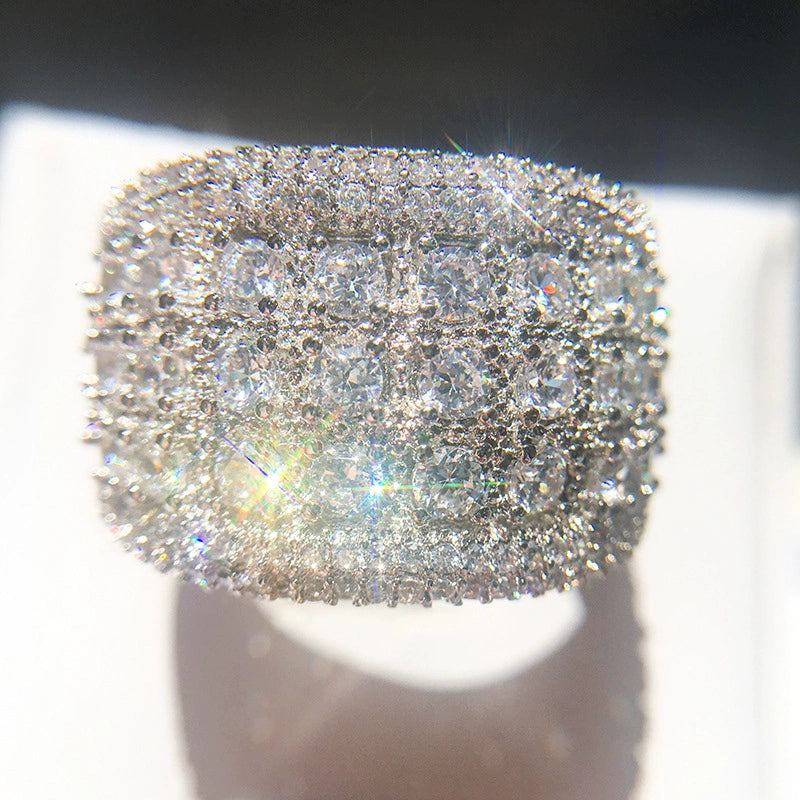 Seiko Eight-Heart Micro-Inlaid Full Zircon Ring