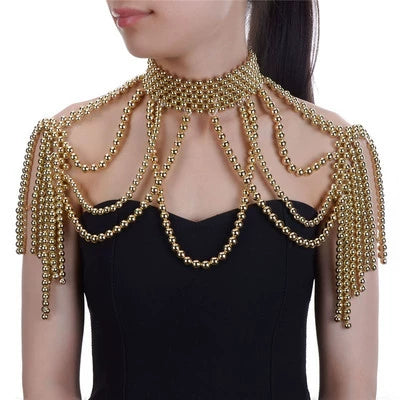 Exaggerated Metal Choker Necklace and Bracelet
