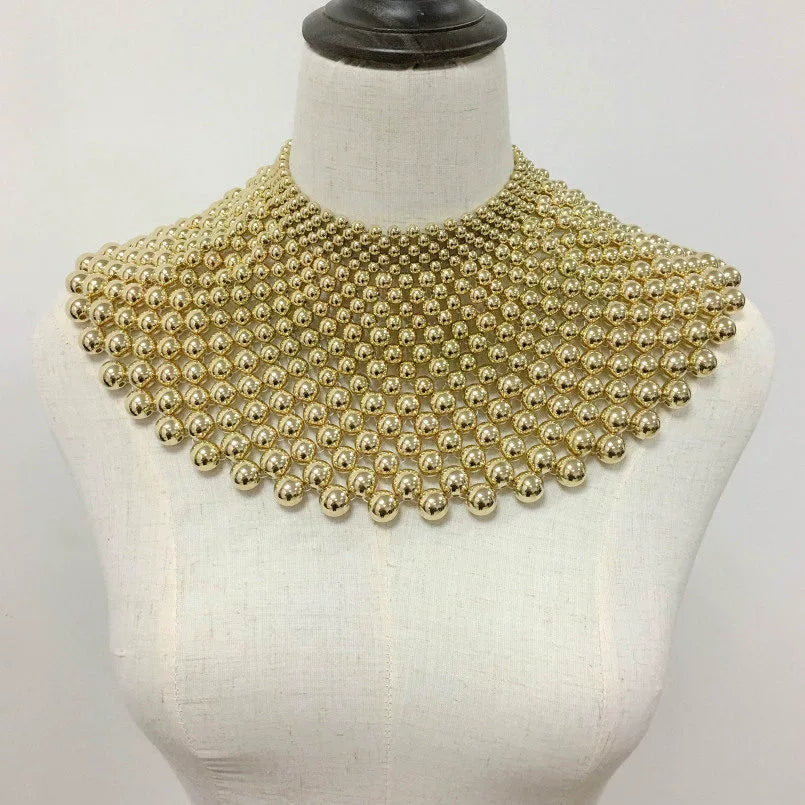 Exaggerated Metal Choker Necklace and Bracelet