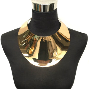 Exaggerated Metal Choker Necklace and Bracelet