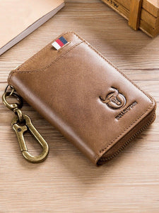 Bull Captain Genuine Leather Anti-Theft Swiping Double Layer Wallet