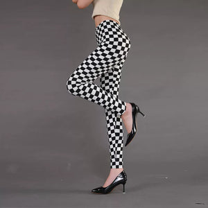 Black and White Rhombus Print Leggings