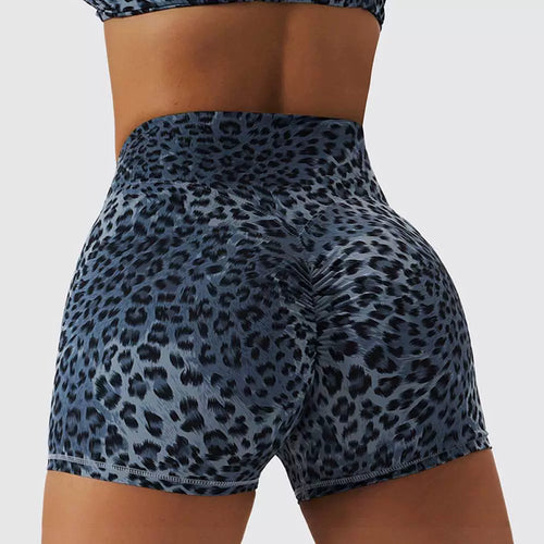 Leopard Print High Waist Nude Feel Quick-Drying Fitness Shorts