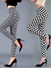 Black and White Rhombus Print Leggings