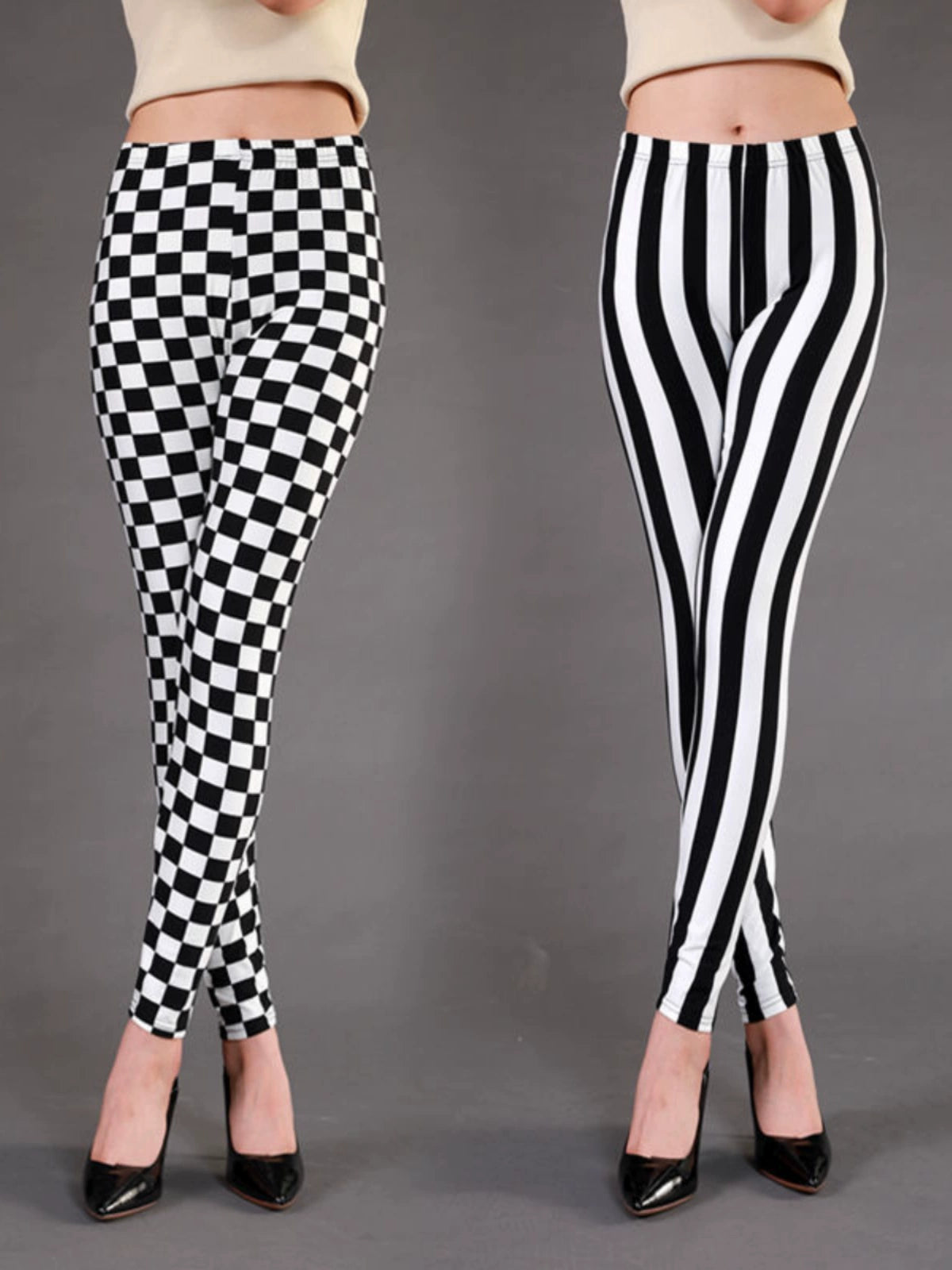 Black and White Rhombus Print Leggings