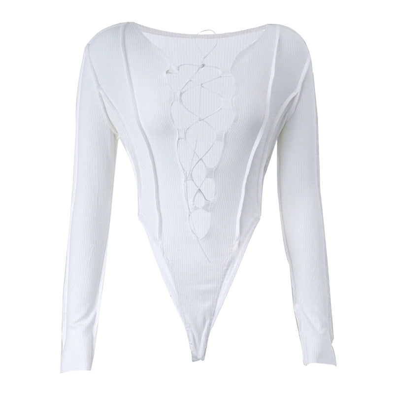 Stylish Ingenuity Hollow out Strap Blouse