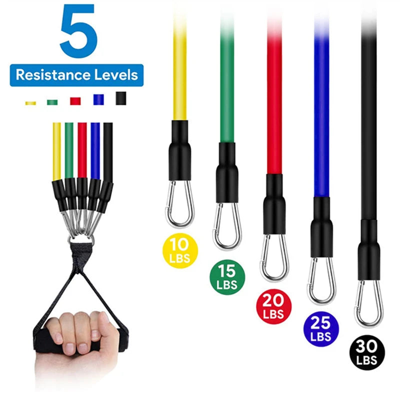 11pcs/Set Portable Pull Rope Resistance Bands