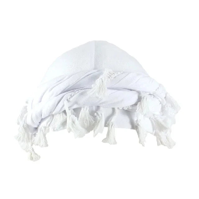Burr Trim Twisted Tail Fringe Cotton Bandana Hat