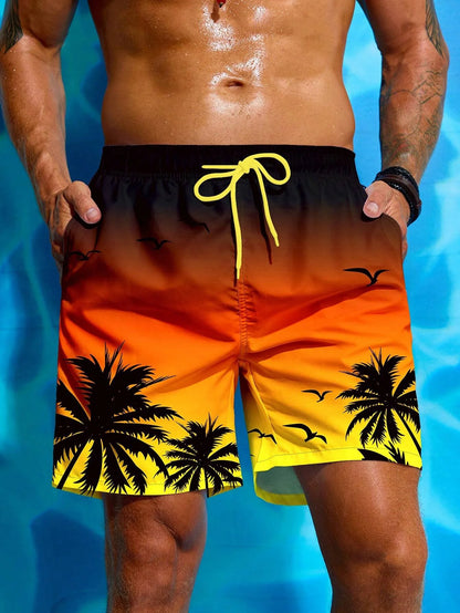 Printed Drawstring Fashion Swim Trunks