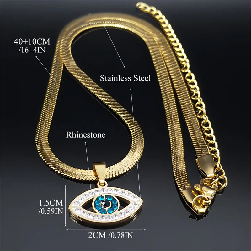 Vintage Crystal Evil Demon Eye Choker Necklace