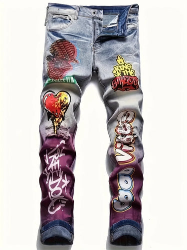 Trendy Slim Fit Patched Straight Jeans