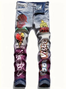 Trendy Slim Fit Patched Straight Jeans