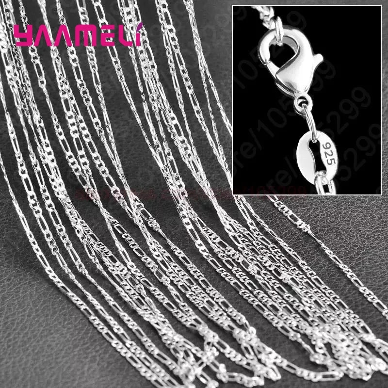10PCS Pure 925 Sterling Silver Charm Link Chain Necklace