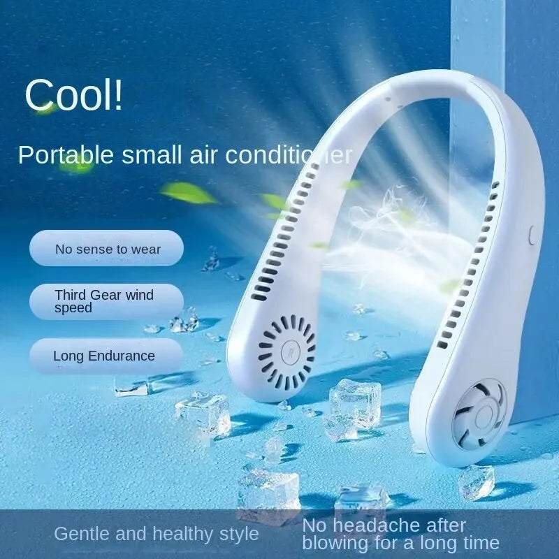 Long Life Mini Portable No Blade Hanging Neck 3 Speed Sport Fan