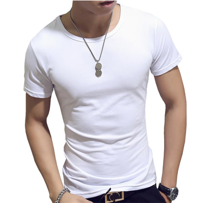Slim Fit Solid Color Round Neck Tees