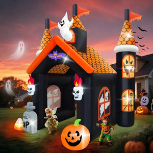 12FT Halloween Haunted House Inflatable Archway with LED Light