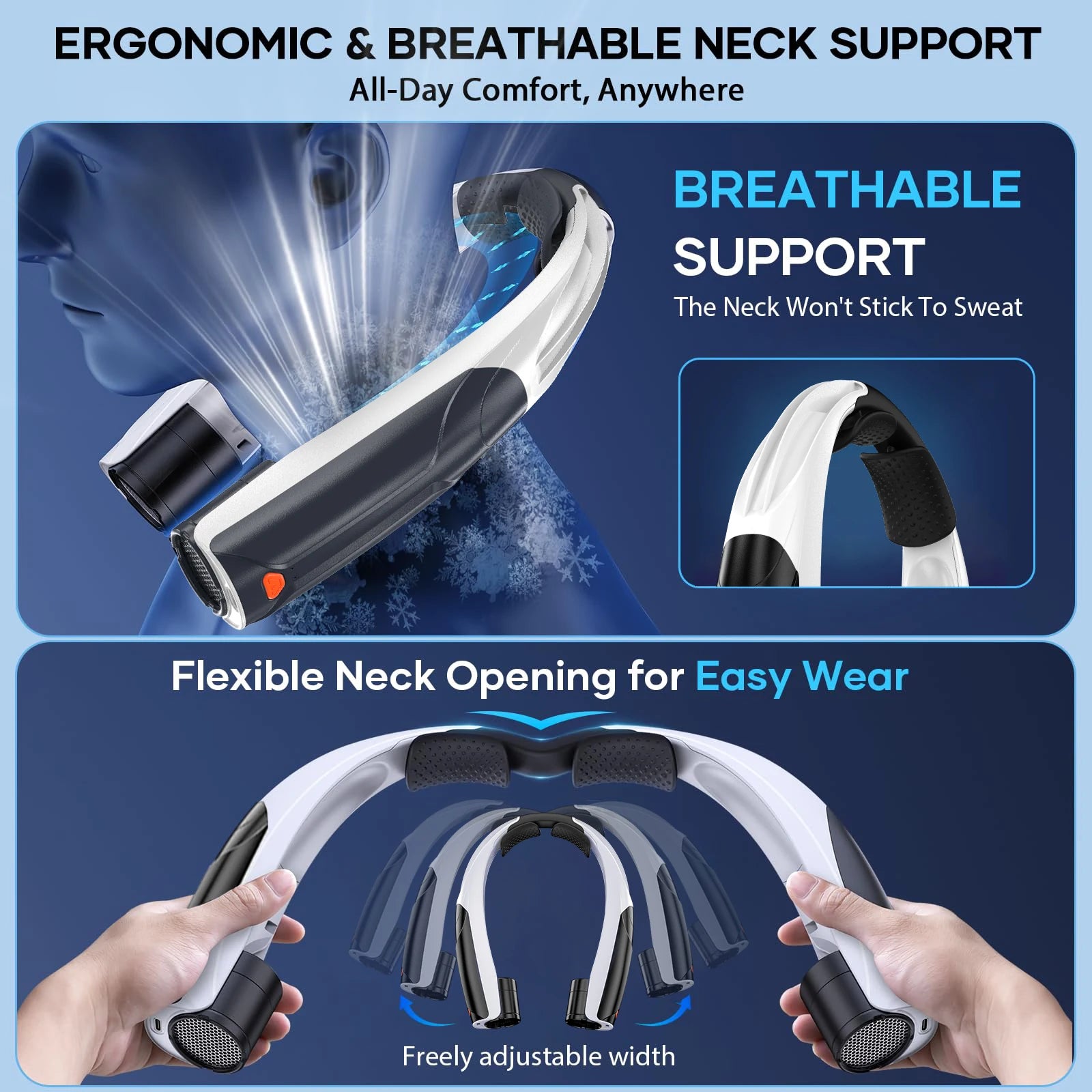 Portable Six Speeds 8000rpm Neck Fan 20hrs Battery Life