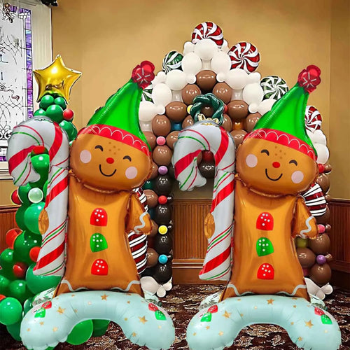 2pcs Base Wearing Gingerbread Man Aluminum Film Balloons