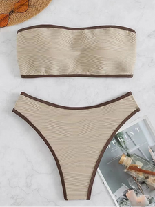 Contrast Binding Thong Cut Swimsuit