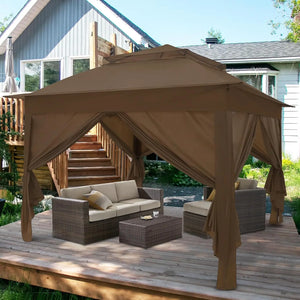 11x11 Pop-up Instant Gazebo Tent with 4 Sidewalls with Carry Bag Stakes and Ropes