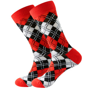 Happy Colorful Striped Argyle Geometric Print Socks