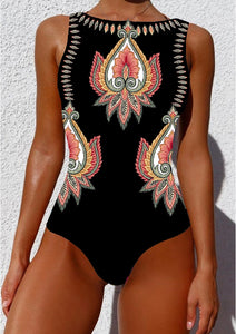 One Piece Exotic Print Bathing Suit