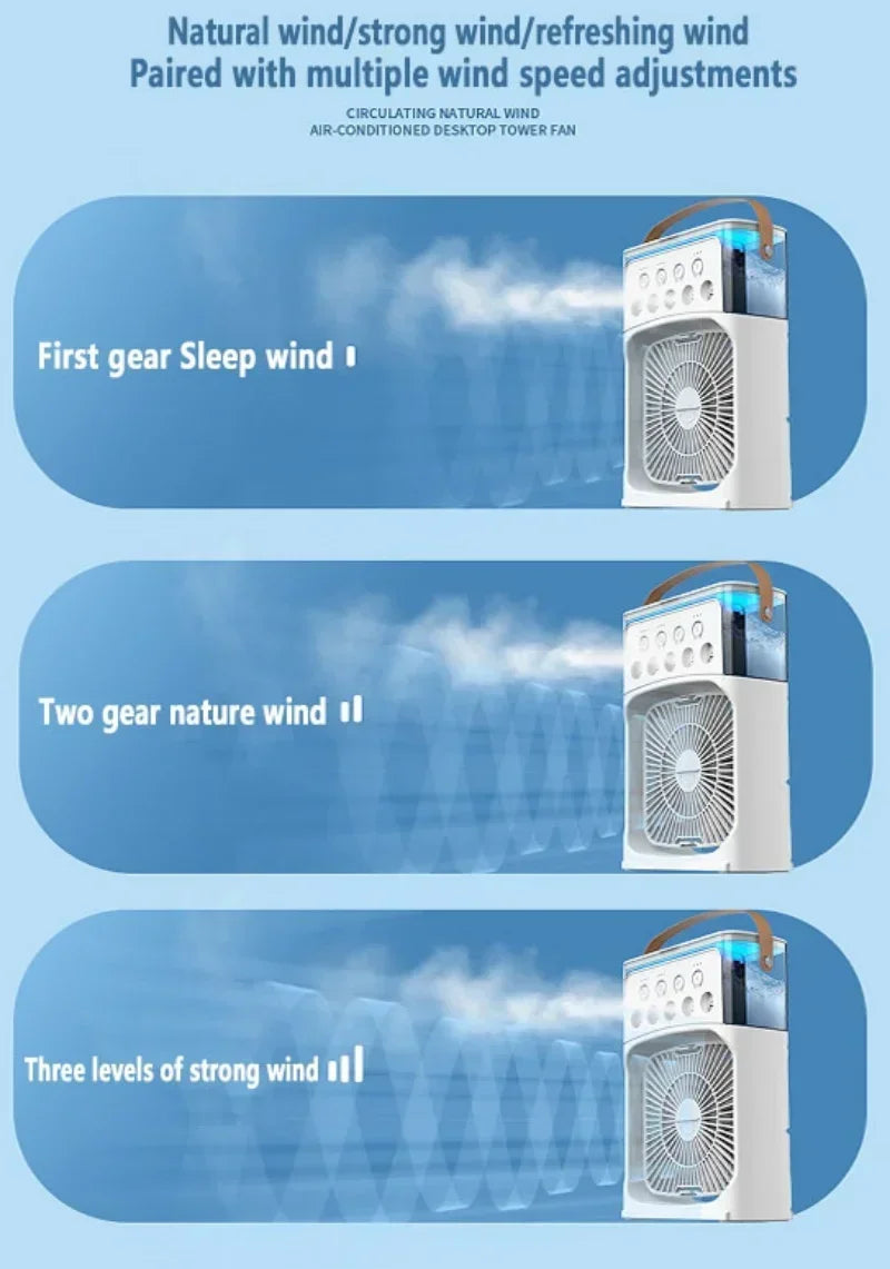 3 In 1 Small Fan Air Conditioner LED Night Light