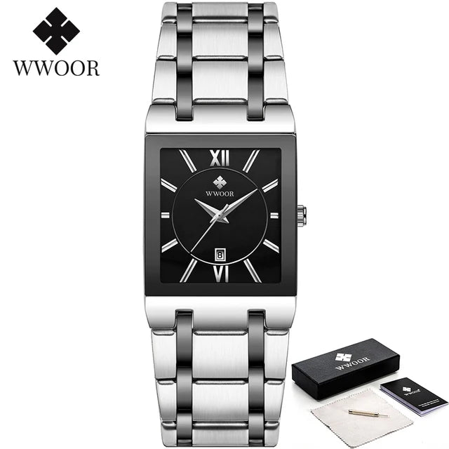 WWOOR Quartz Square Face Geneva Design Wrist Watch