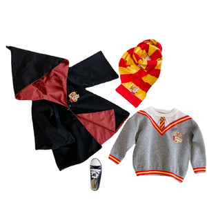 Wizard School Costume Cloak Witch Hooded Cape with Scarf and Sweater