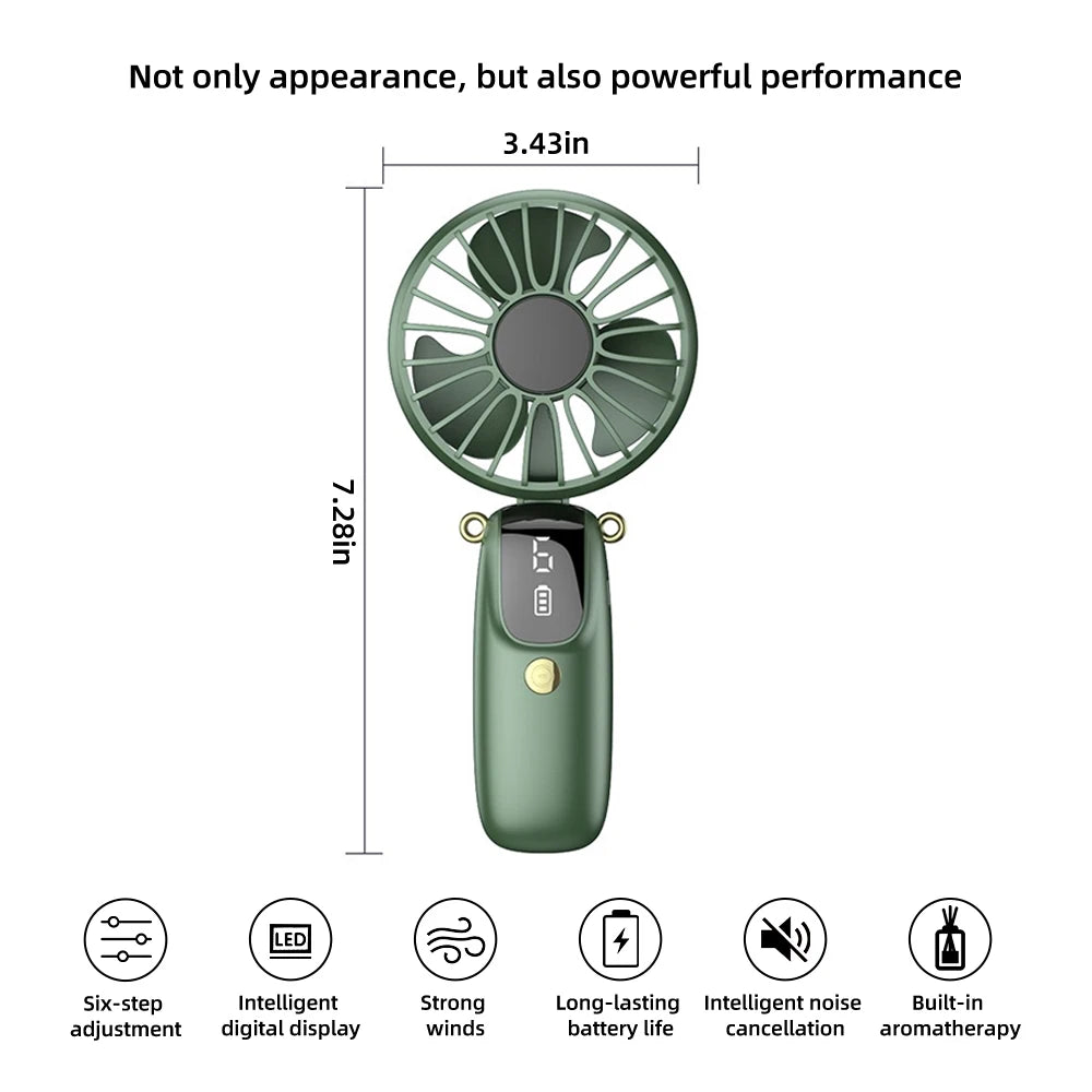 2PCS  Mini Handheld 6 Speed Rechargeable Fan with Phone Stand