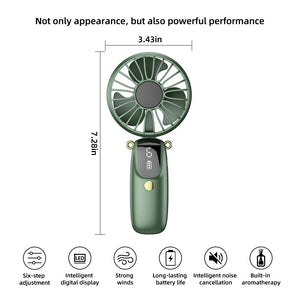 2PCS  Mini Handheld 6 Speed Rechargeable Fan with Phone Stand