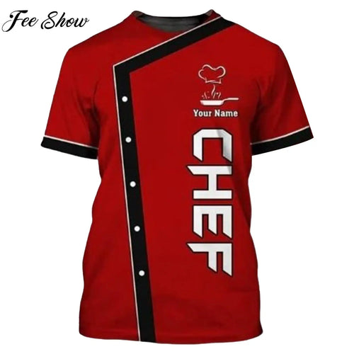 Short Sleeve 3D Print Chef Uniform