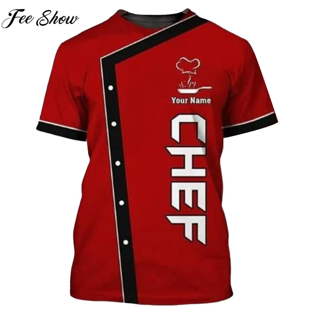 Short Sleeve 3D Print Chef Uniform
