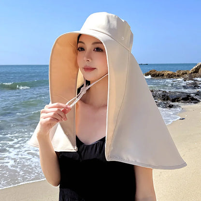 Shawl Neck Protection Integrated Sun Hat
