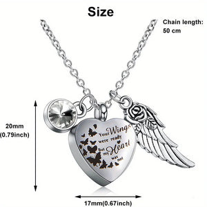 Angel Heart Wings Ashes Keepsake Cremation Memorial Urn Necklace