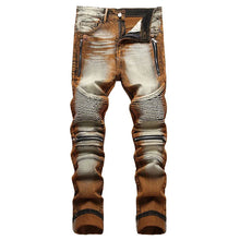 Casual Coated Straight Pleated Jeans
