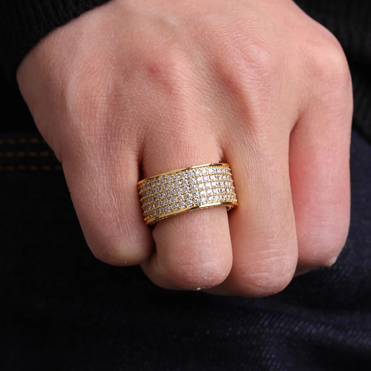 5 Row  Cubic Zircon Iced Men's Ring