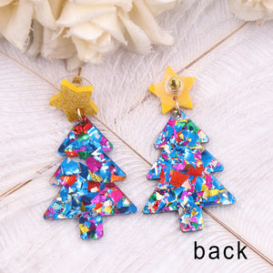 Hanging Drop Christmas Tree Acrylic Earrings earr