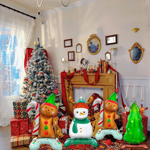 2pcs Base Wearing Gingerbread Man Aluminum Film Balloons