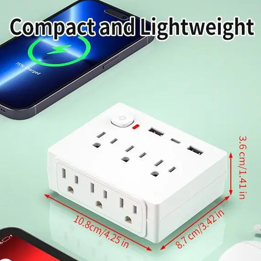 9-in-1 Function 4 Power Output 2 USB-A and 2 USB-C Slots With Surge Protection