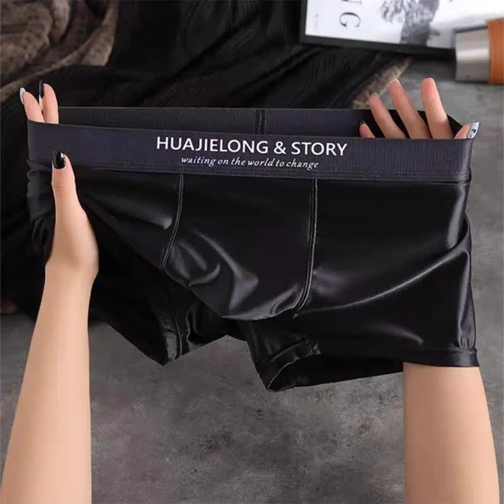 Breathable Thin Satin Seamless Mid Waist Boxers