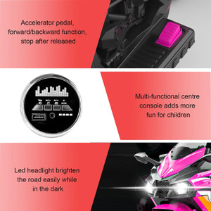 Electric 12V Battery Powered Motorcycle with LED Lights and Music