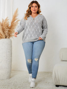 Knit Gray Long Sleeve V Neck Sweater