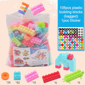 108PCS Plastic Building Blocks With Stickers