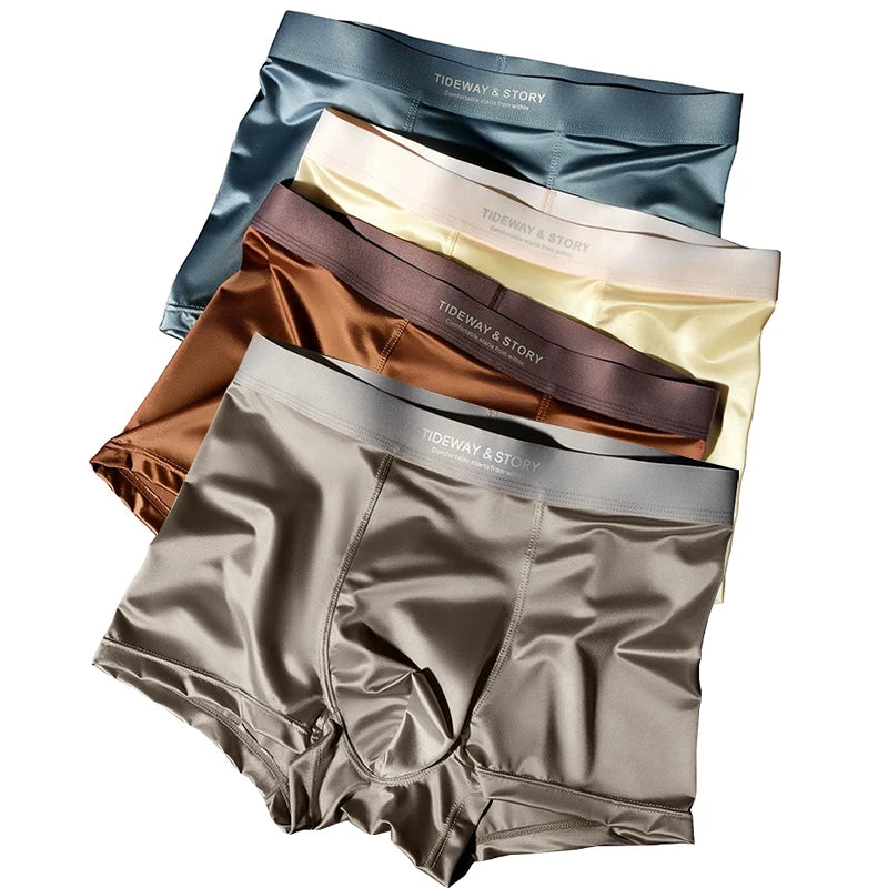 4PCS Light Satin Silk Breathable Boxers
