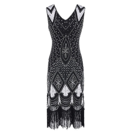 1920S Great Gatsby Tasseled Beaded Sequin Party Dress