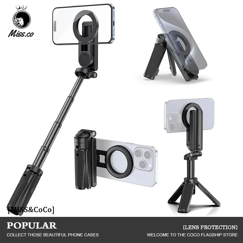 Magnetic Selfie Stick Phone Tripod w/Remote