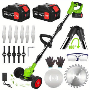 Foldable Brush Cutter Cordless Weed Wacker with 2 Large Capacity Batteries &13 Blades,