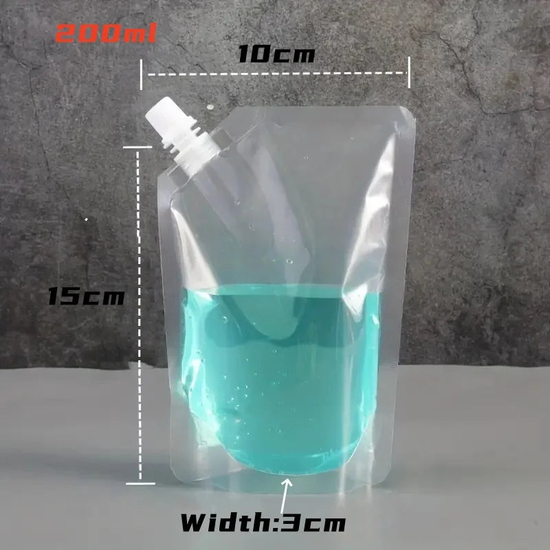20/40pcs Clear Drink Pouches Freezable Portable Reusable Plastic Flask