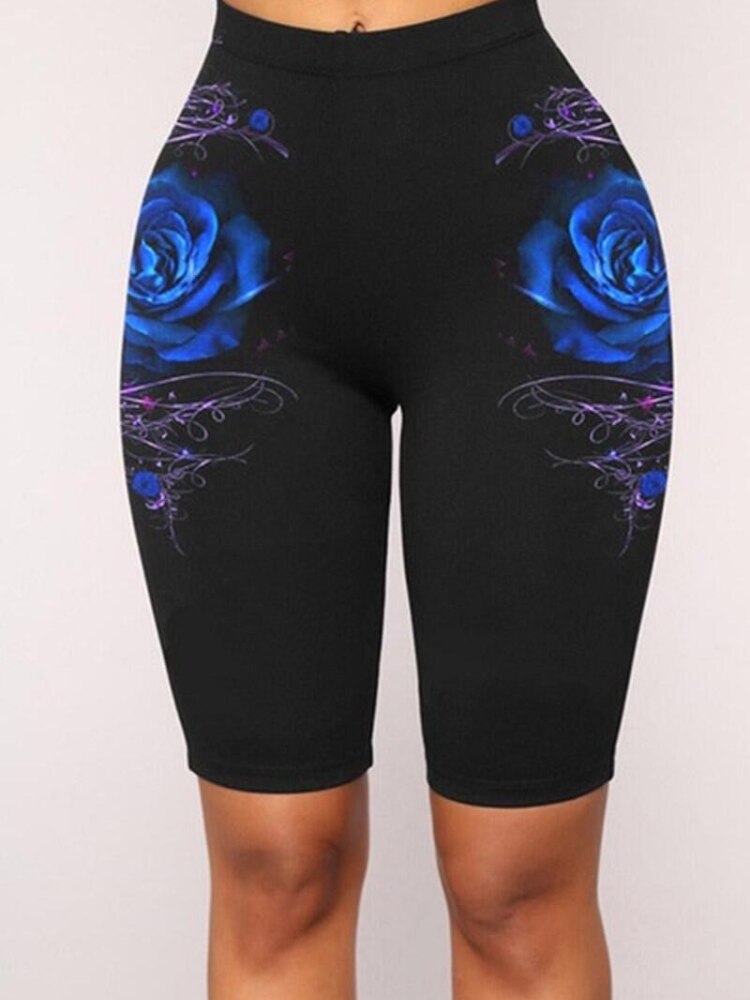 High Waist Stretch Slim Knee Length Leggings